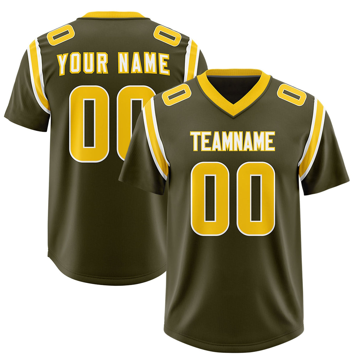 Custom Olive Personalized Shoulder Cut Two-Tone Authentic American Football Jersey