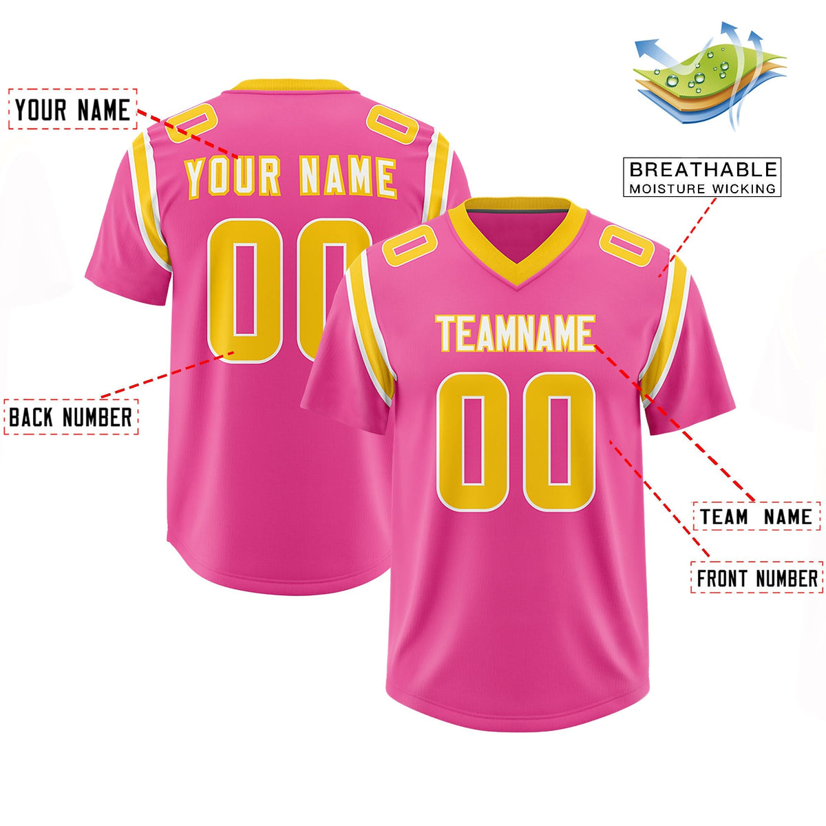 Custom Pink Personalized Shoulder Cut Two-Tone Authentic American Football Jersey