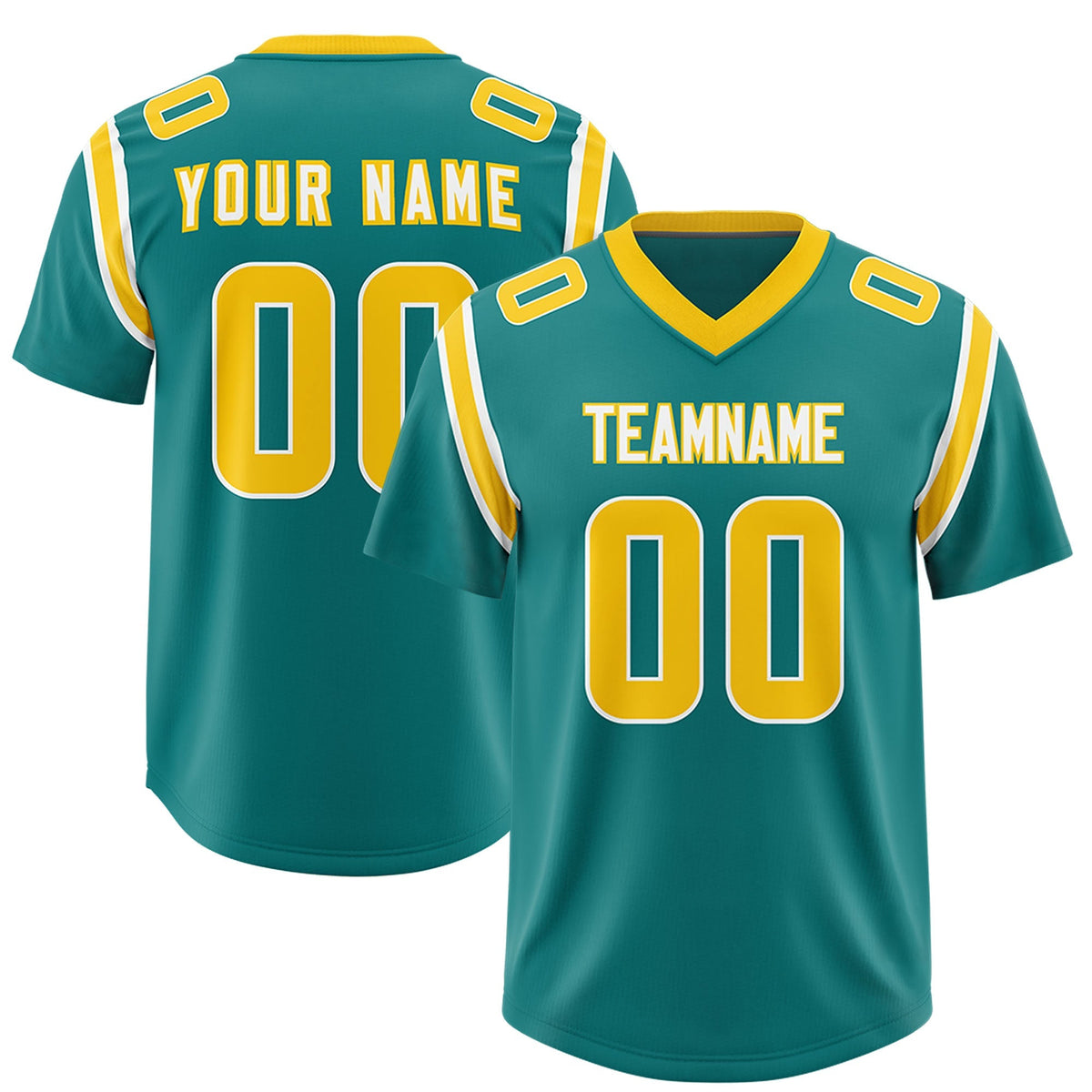 Custom Aqua Personalized Shoulder Cut Two-Tone Authentic American Football Jersey