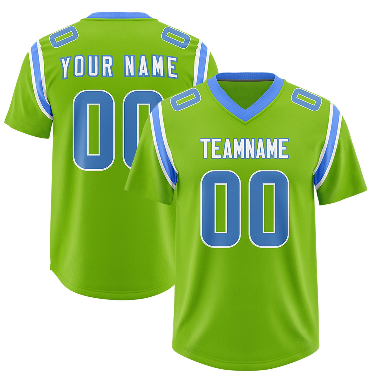 Custom Neon Green Personalized Shoulder Cut Two-Tone Authentic American Football Jersey