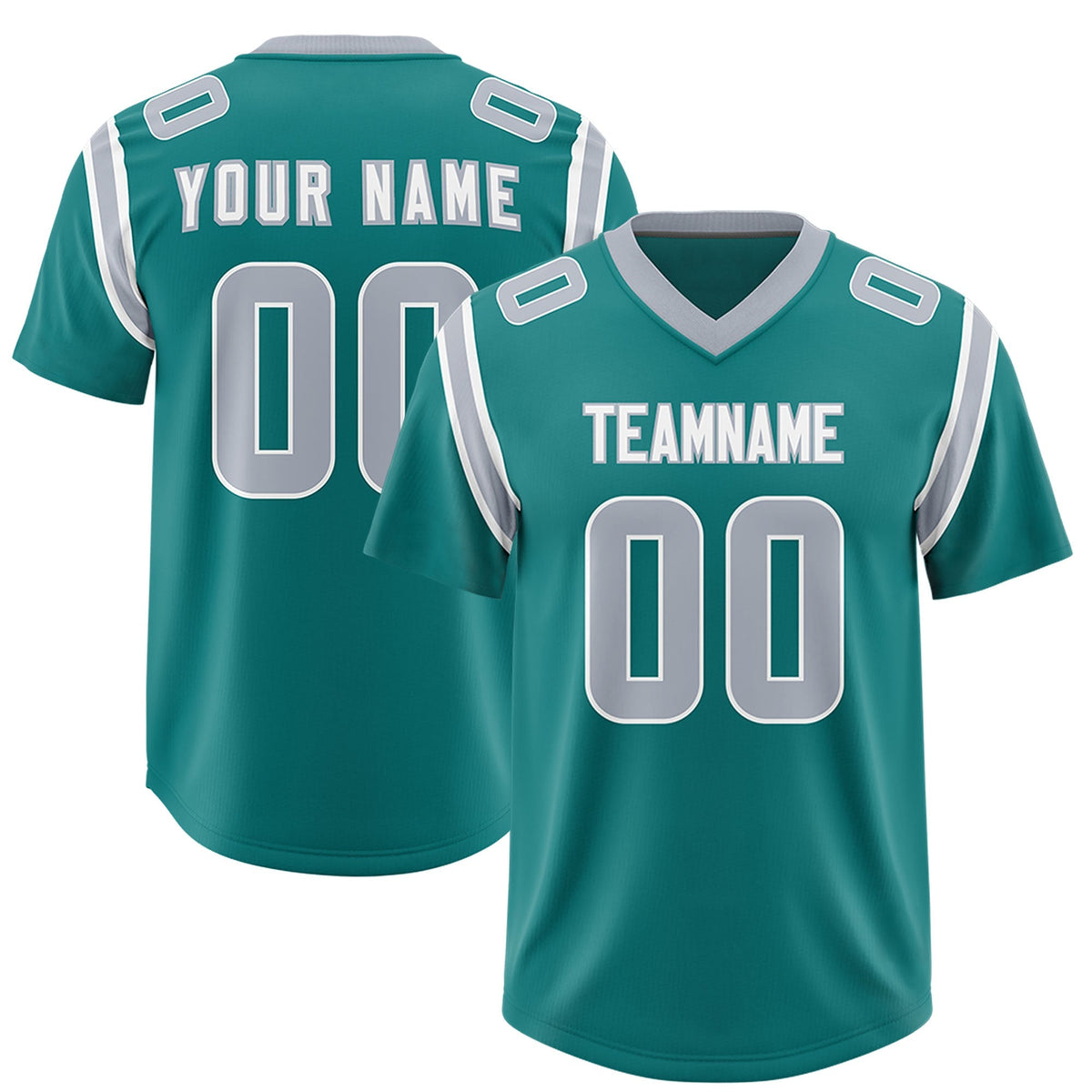 Custom Aqua Personalized Shoulder Cut Two-Tone Authentic American Football Jersey