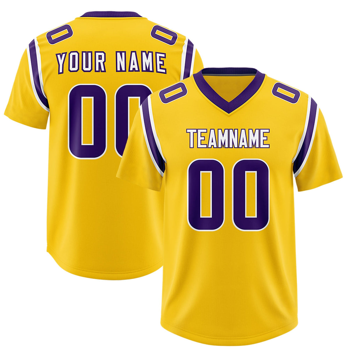 Custom Gold Personalized Shoulder Cut Two-Tone Authentic American Football Jersey