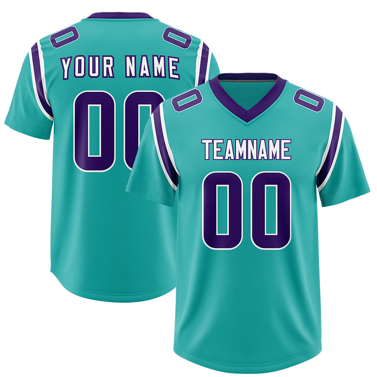 Custom Aqua Personalized Shoulder Cut Two-Tone Authentic American Football Jersey