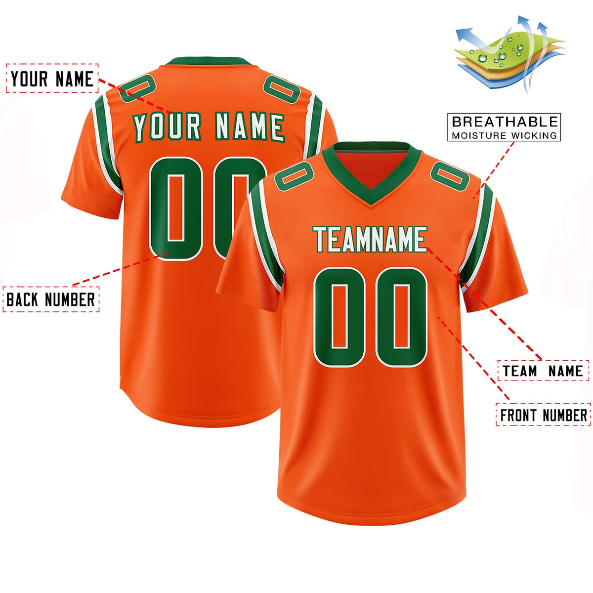 Custom Orange Personalized Shoulder Cut Two-Tone Authentic American Football Jersey