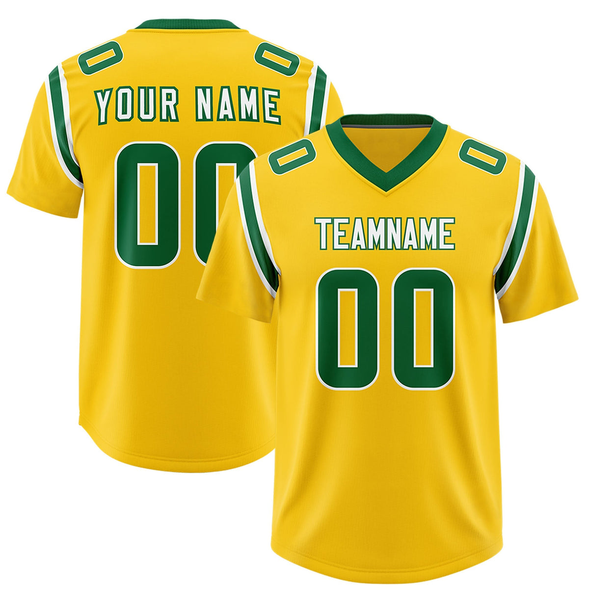 Custom Gold Personalized Shoulder Cut Two-Tone Authentic American Football Jersey