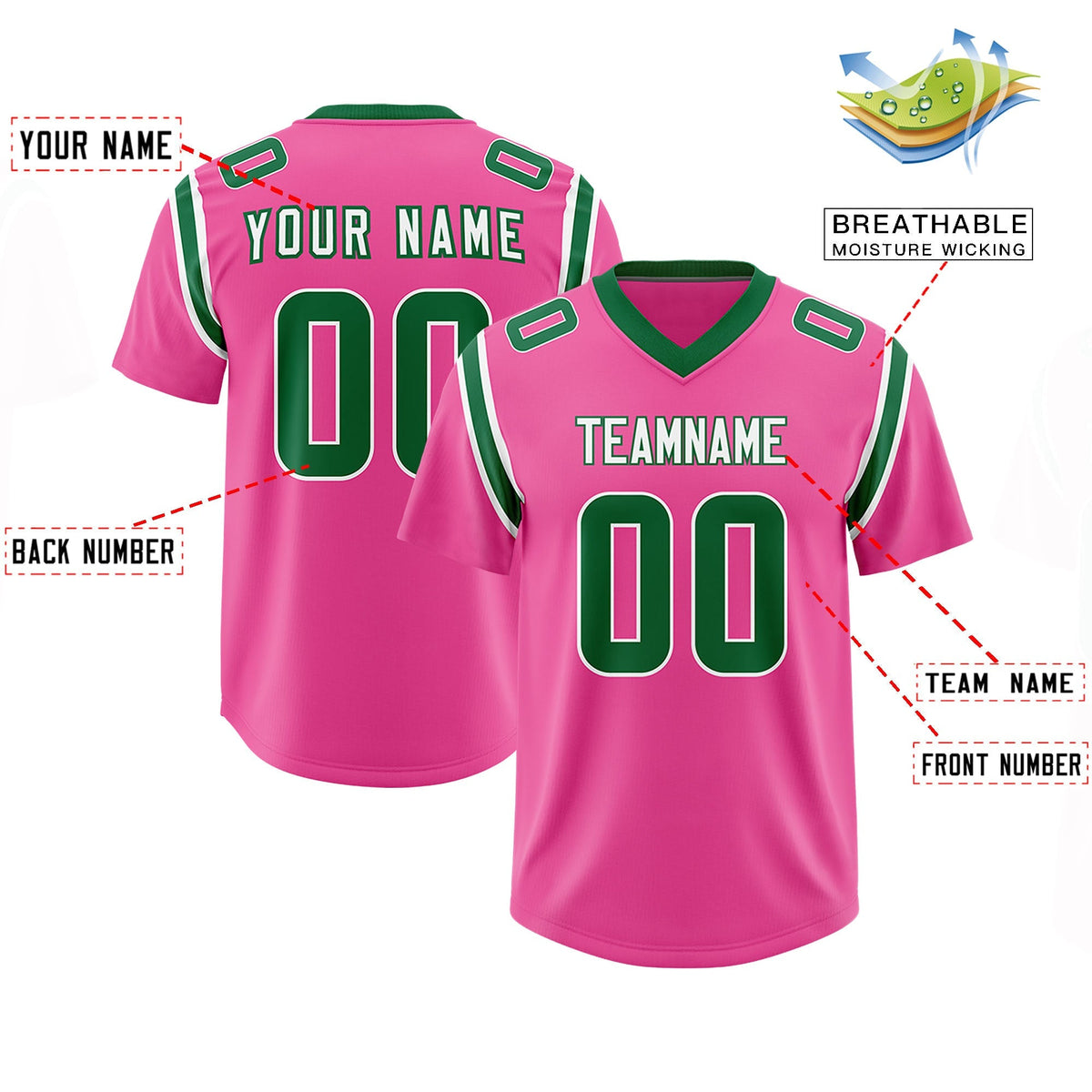 Custom Pink Personalized Shoulder Cut Two-Tone Authentic American Football Jersey