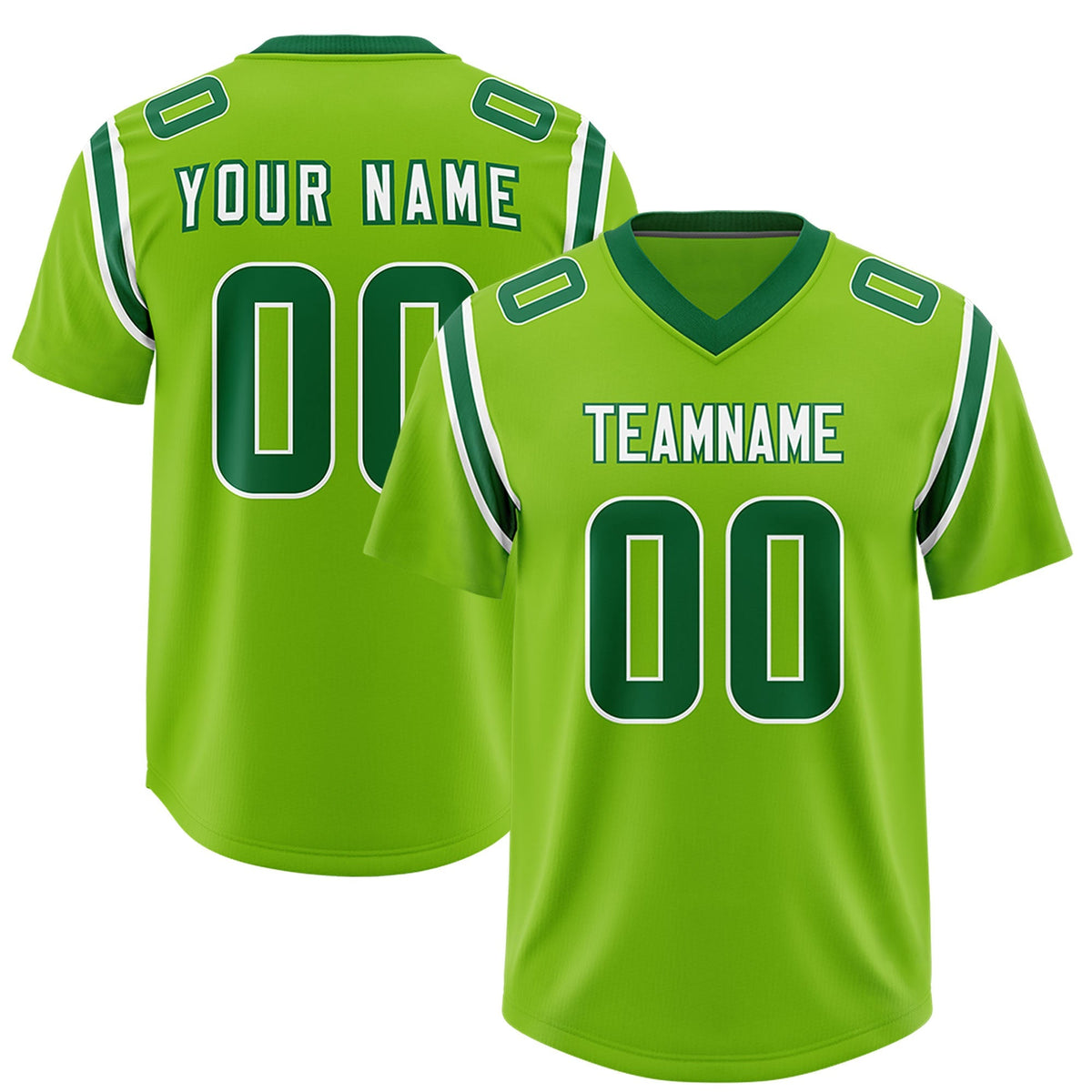 Custom Neon Green Personalized Shoulder Cut Two-Tone Authentic American Football Jersey
