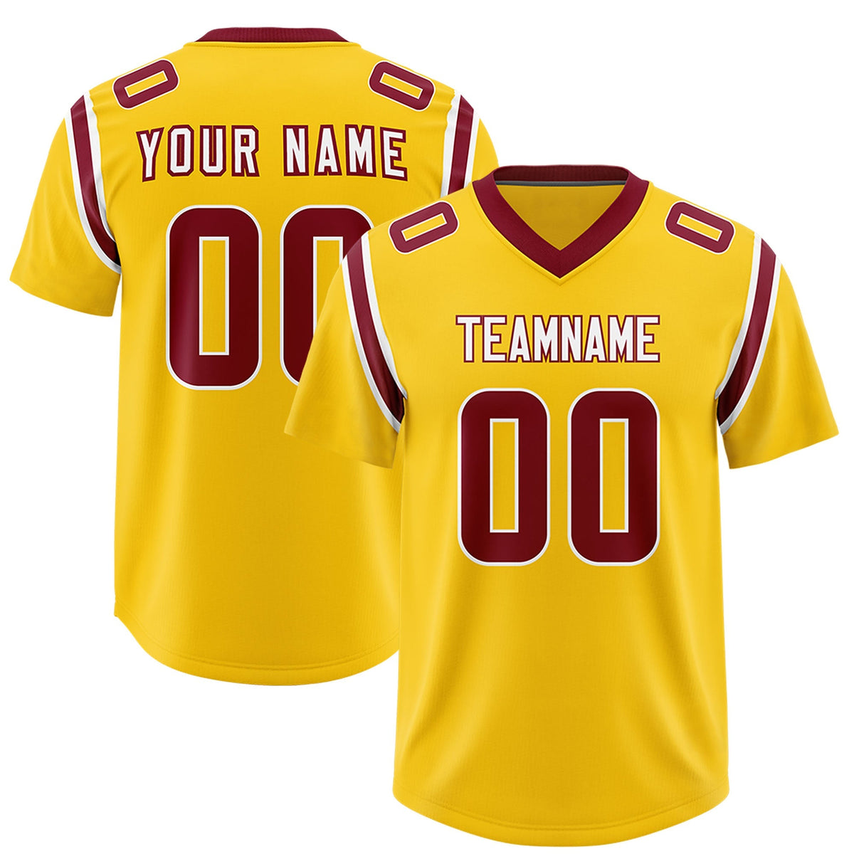 Custom Gold Personalized Shoulder Cut Two-Tone Authentic American Football Jersey