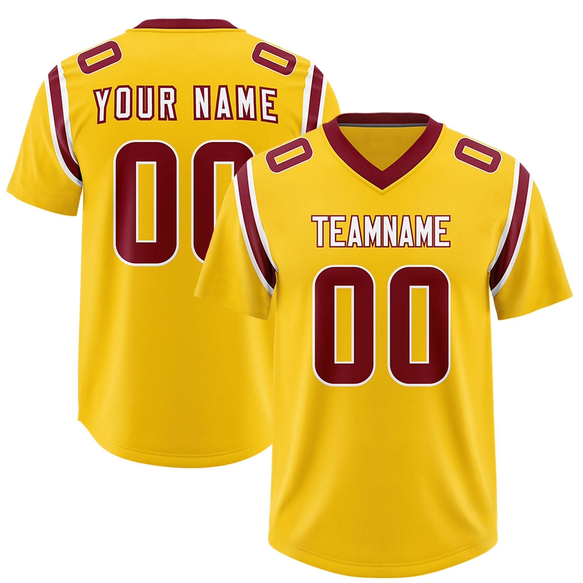 Custom Gold Personalized Shoulder Cut Two-Tone Authentic American Football Jersey