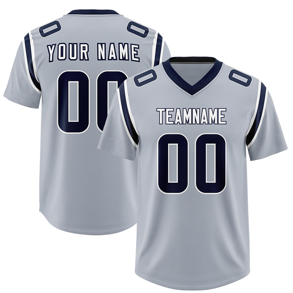 Custom Silver Personalized Shoulder Cut Two-Tone Authentic American Football Jersey