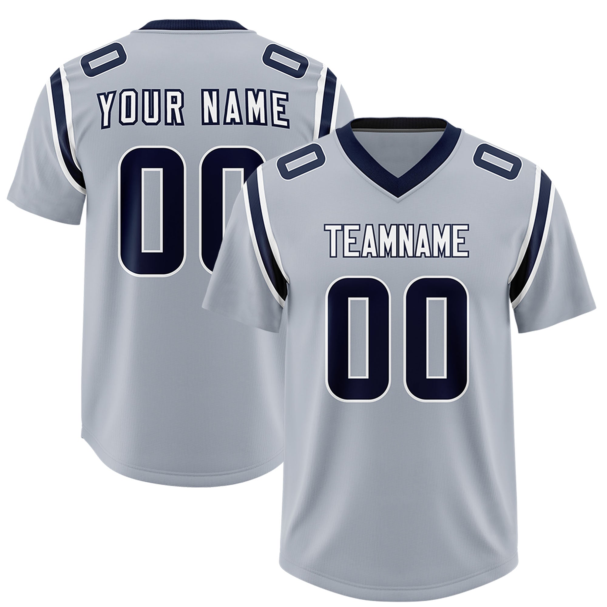 Custom Silver Personalized Shoulder Cut Two-Tone Authentic American Football Jersey