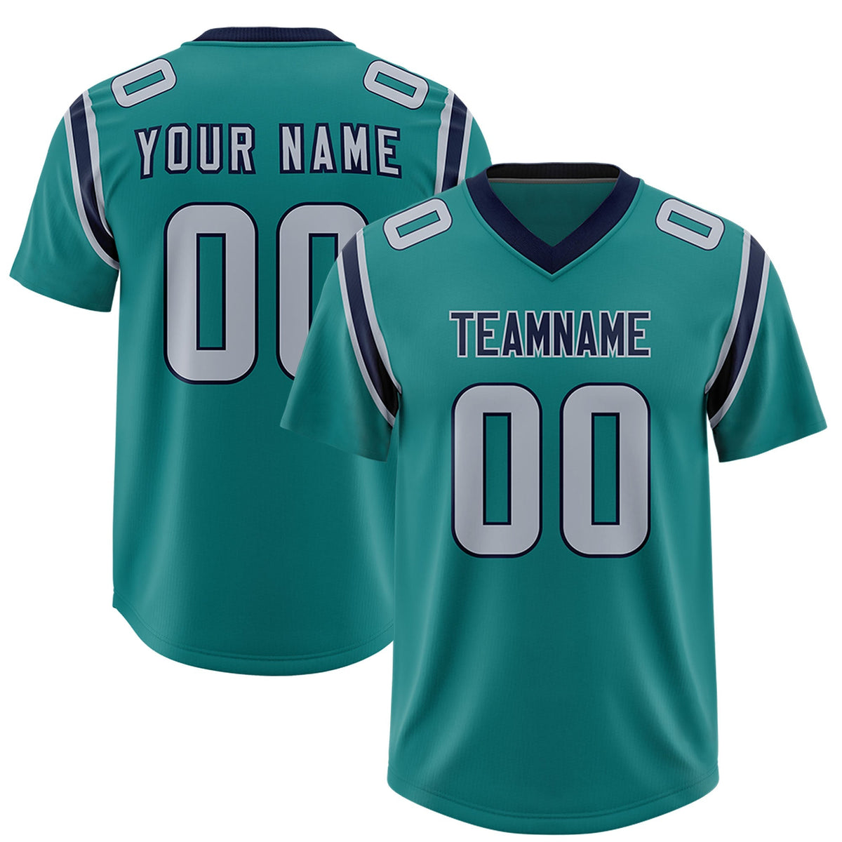 Custom Aqua Personalized Shoulder Cut Two-Tone Authentic American Football Jersey