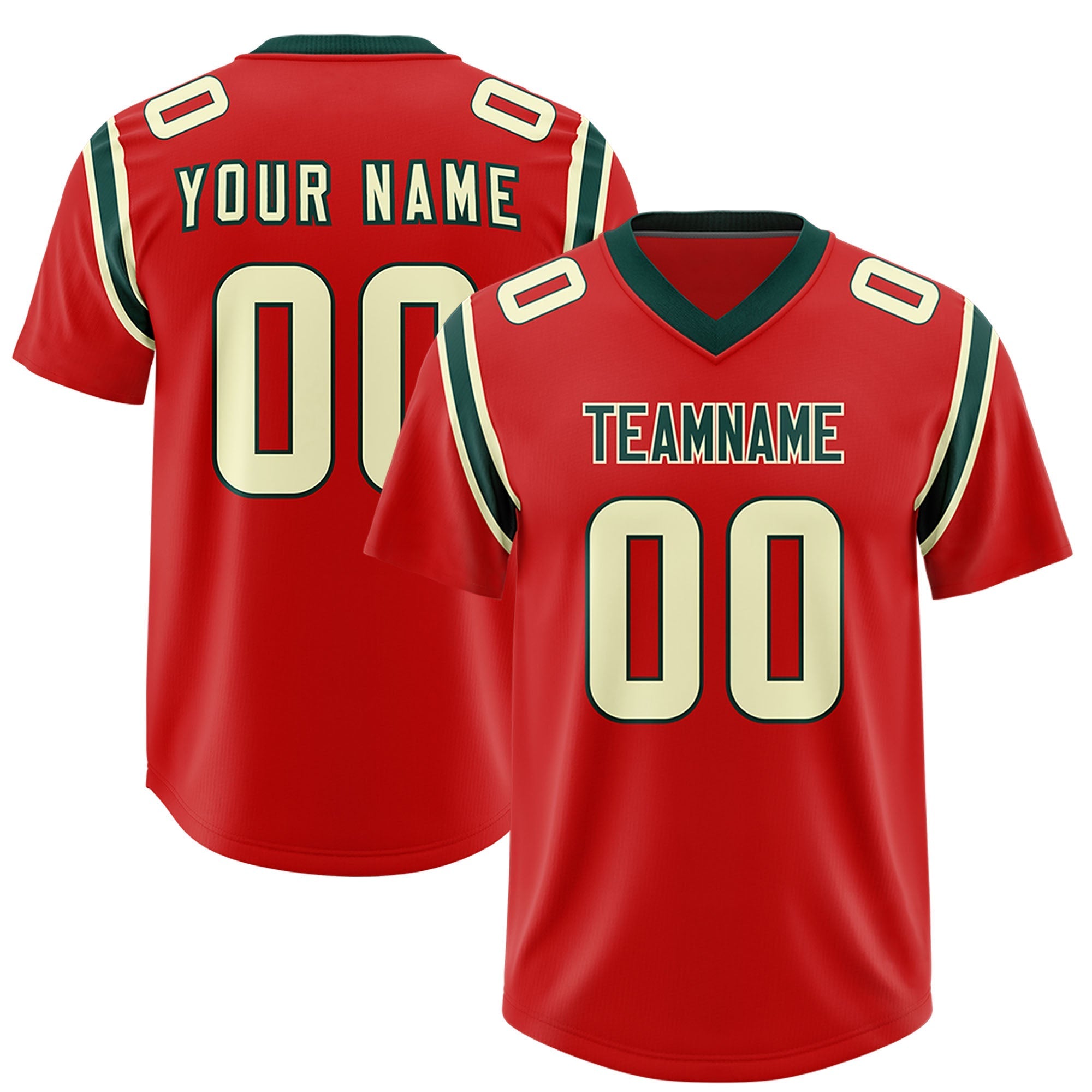 Custom Red Personalized Shoulder Cut Two-Tone Authentic American Football Jersey