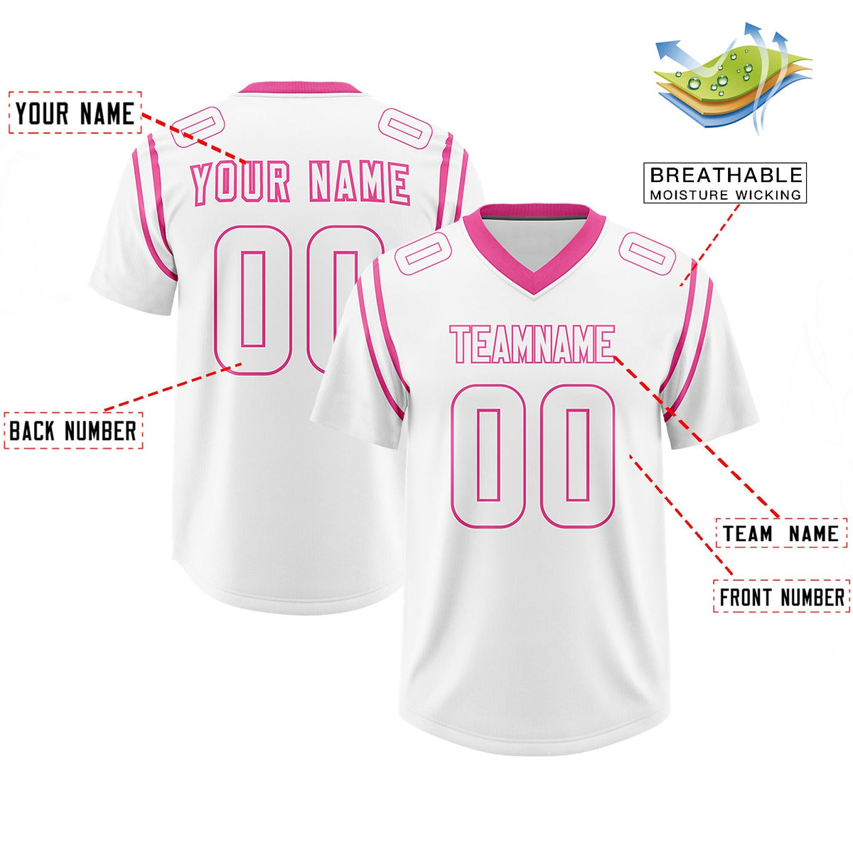 Custom White Personalized Shoulder Cut Two-Tone Authentic American Football Jersey