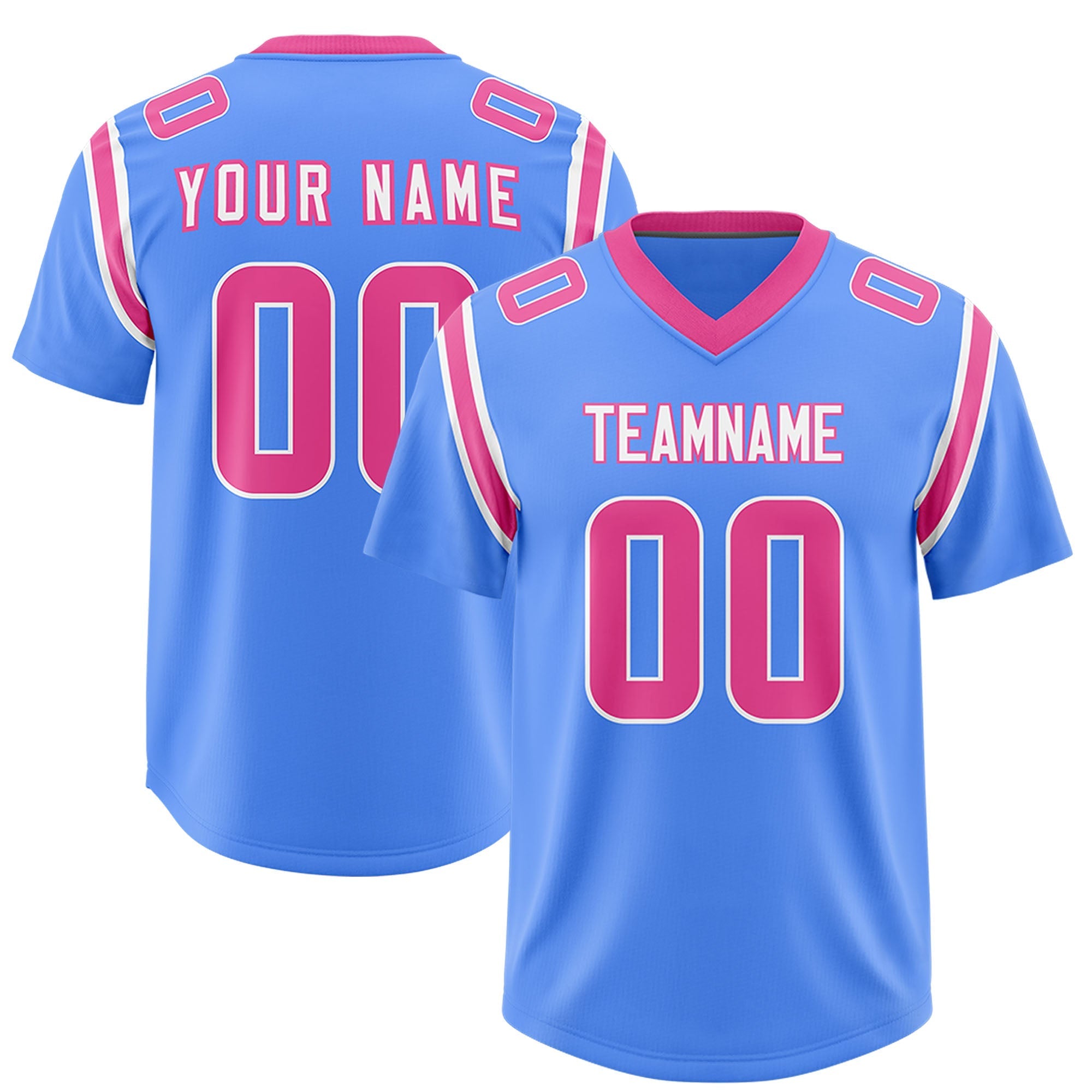 Custom Powder Blue Personalized Shoulder Cut Two-Tone Authentic American Football Jersey