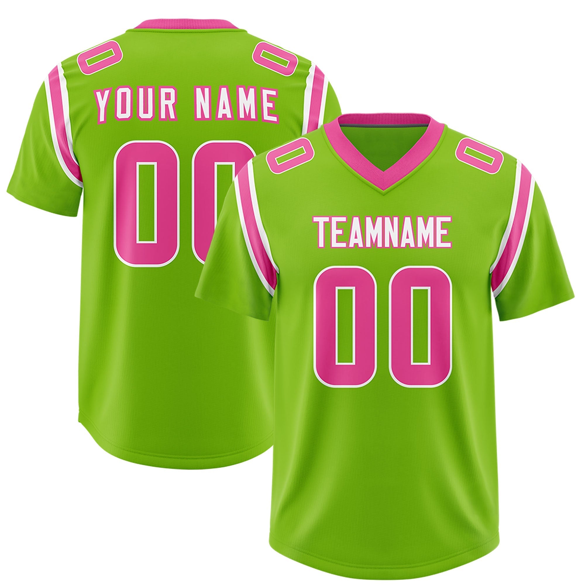 Custom Neon Green Personalized Shoulder Cut Two-Tone Authentic American Football Jersey