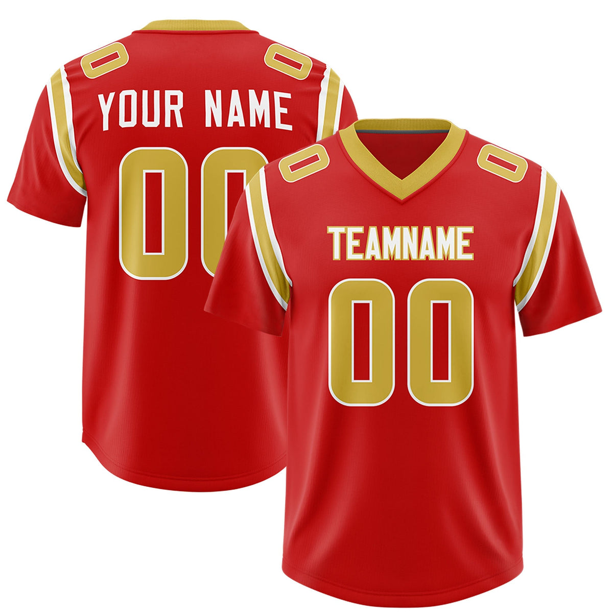Custom Red Personalized Shoulder Cut Two-Tone Authentic American Football Jersey