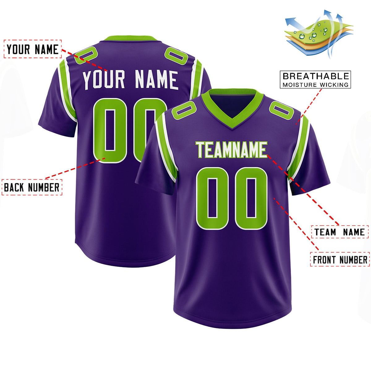 Custom Purple Personalized Shoulder Cut Two-Tone Authentic American Football Jersey