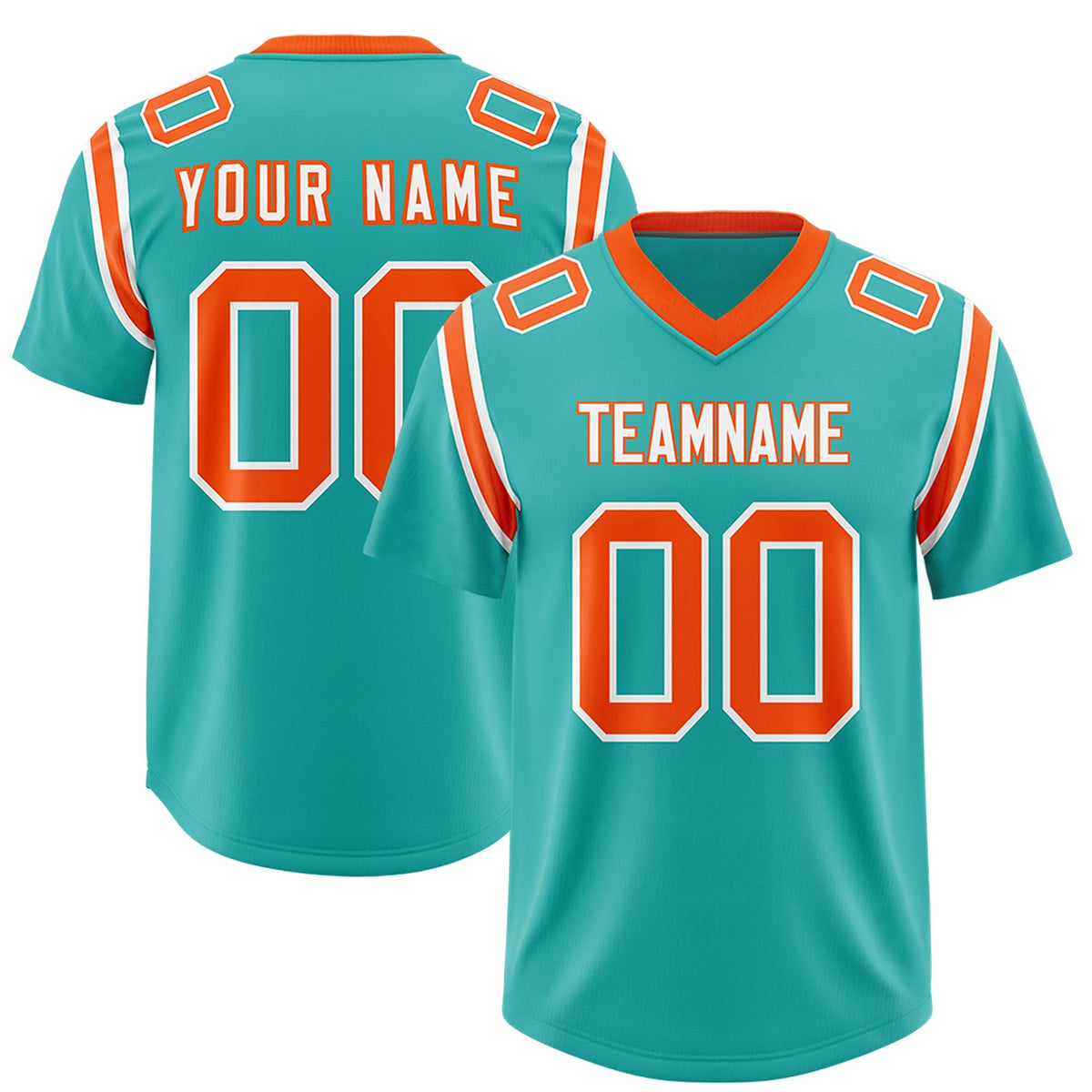 Custom Aqua Personalized Shoulder Cut Two-Tone Authentic American Football Jersey