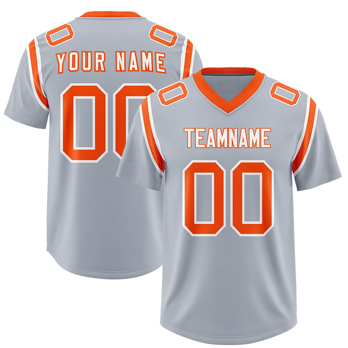Custom Silver Personalized Shoulder Cut Two-Tone Authentic American Football Jersey