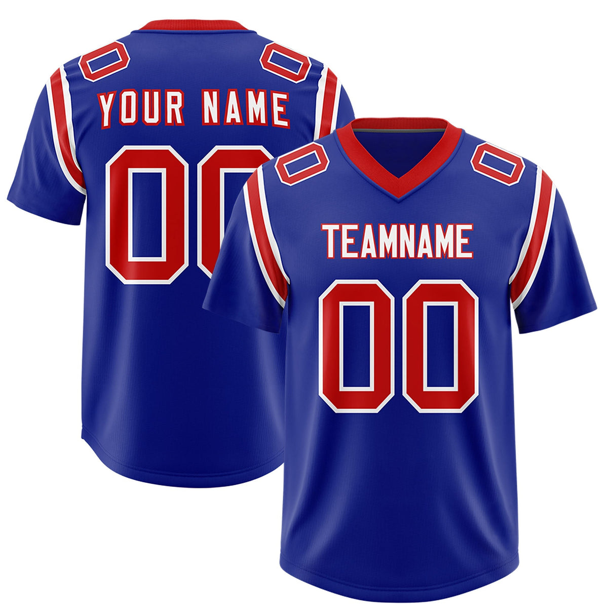 Custom Royal Personalized Shoulder Cut Two-Tone Authentic American Football Jersey
