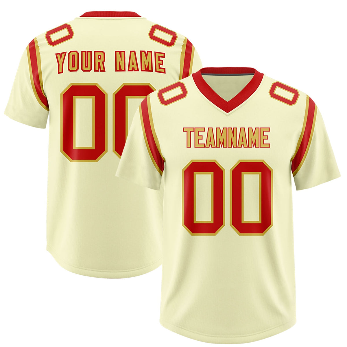 Custom Cream Personalized Shoulder Cut Two-Tone Authentic American Football Jersey