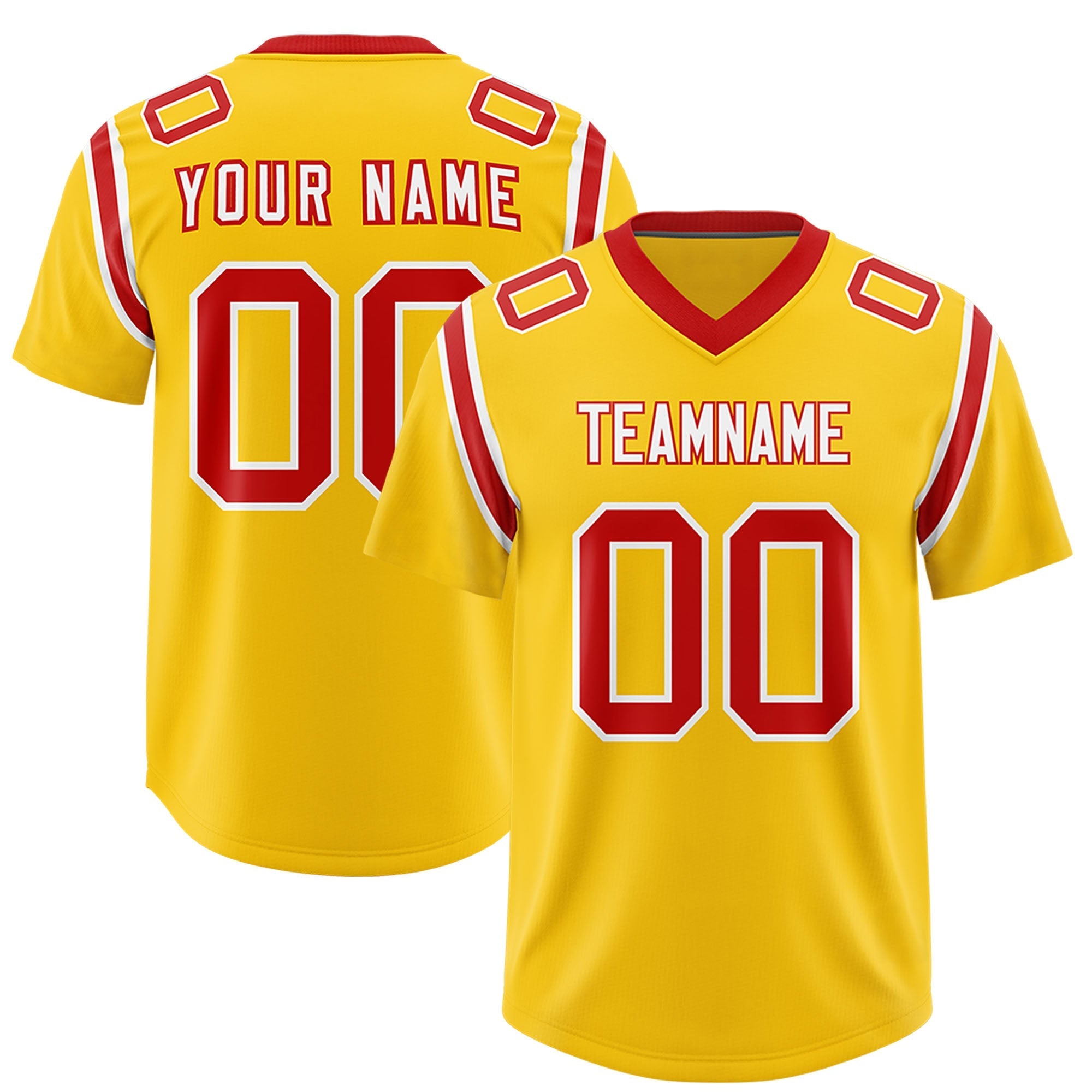 Custom Gold Personalized Shoulder Cut Two-Tone Authentic American Football Jersey