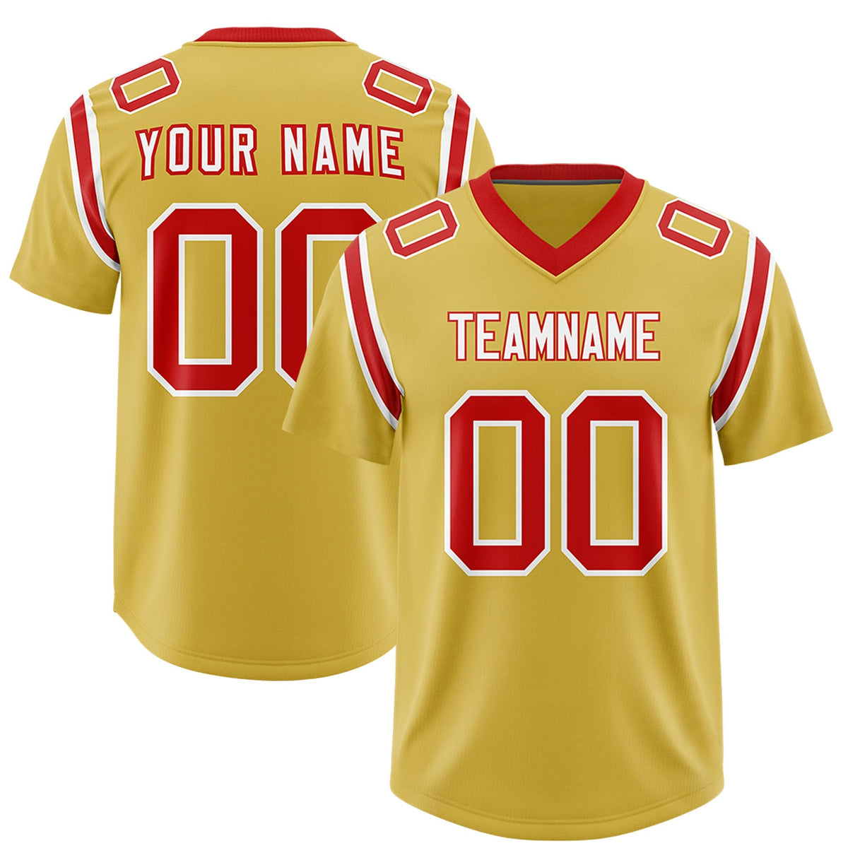 Custom Old Gold Personalized Shoulder Cut Two-Tone Authentic American Football Jersey