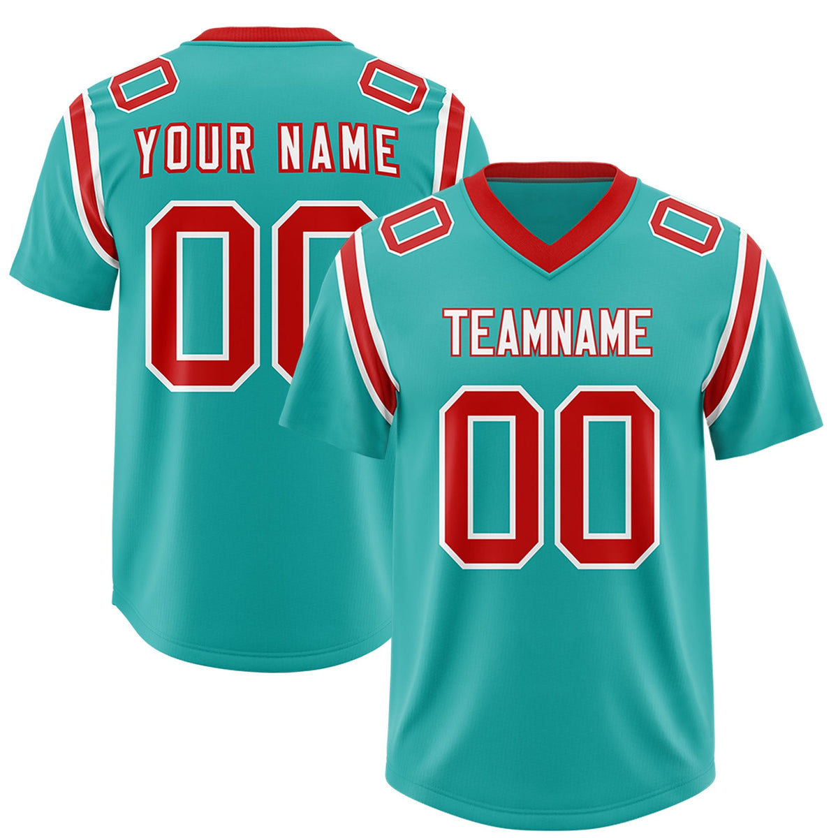 Custom Aqua Personalized Shoulder Cut Two-Tone Authentic American Football Jersey