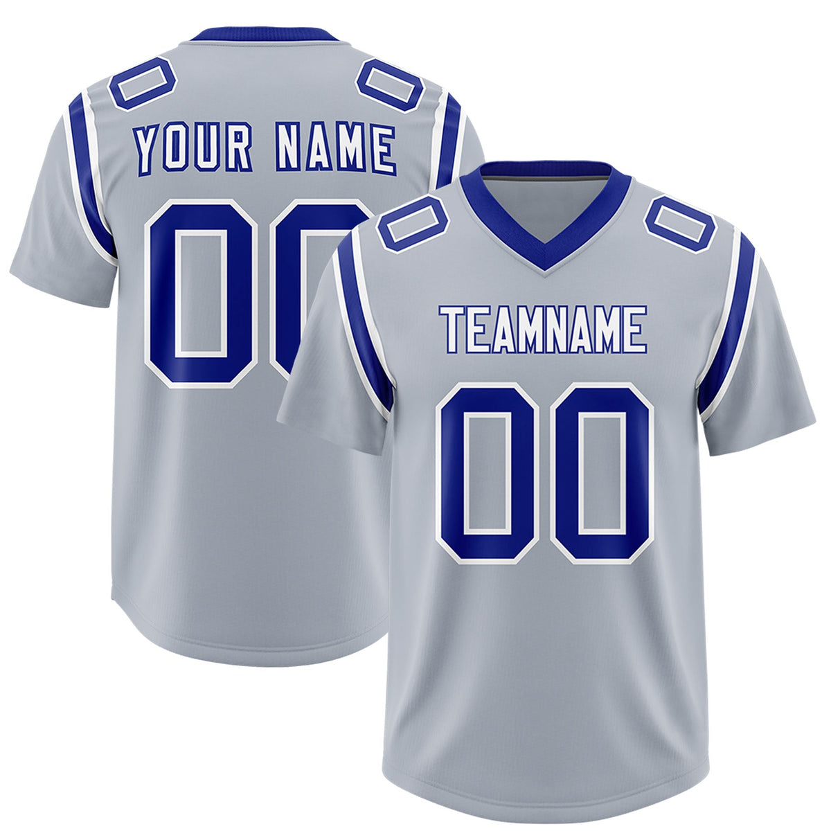 Custom Silver Personalized Shoulder Cut Two-Tone Authentic American Football Jersey