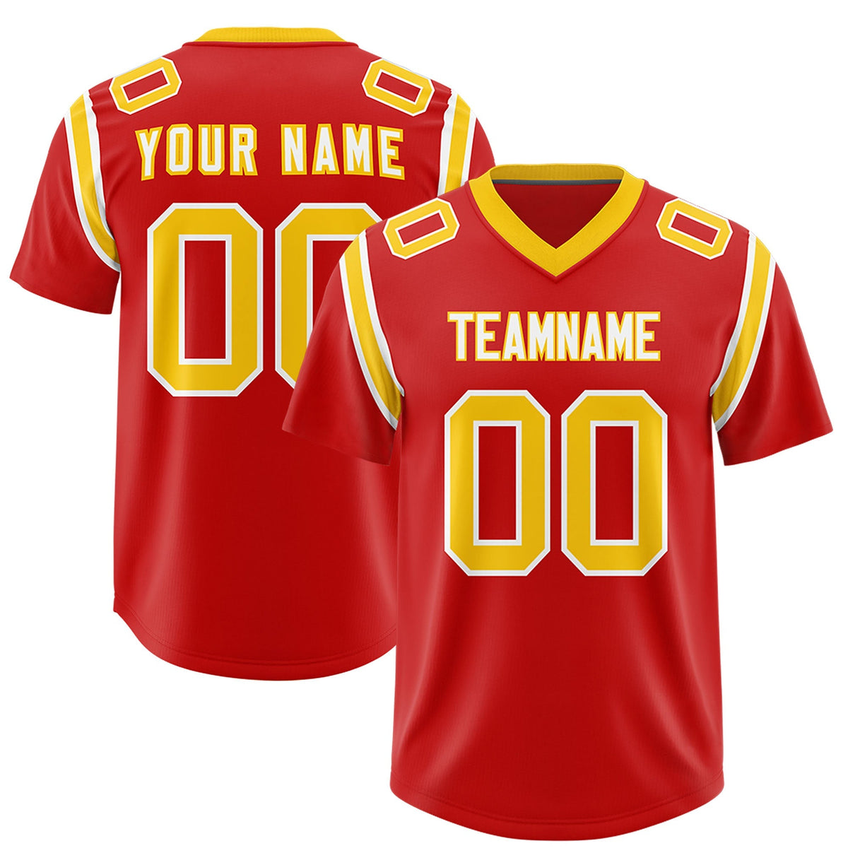Custom Red Personalized Shoulder Cut Two-Tone Authentic American Football Jersey
