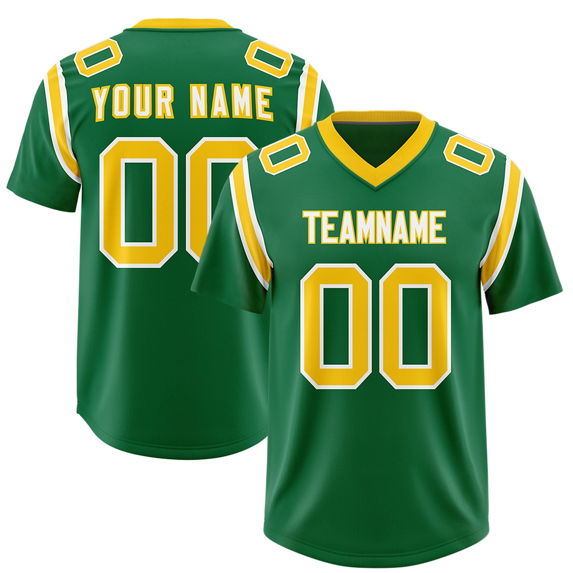 Custom Kelly Green Personalized Shoulder Cut Two-Tone Authentic American Football Jersey