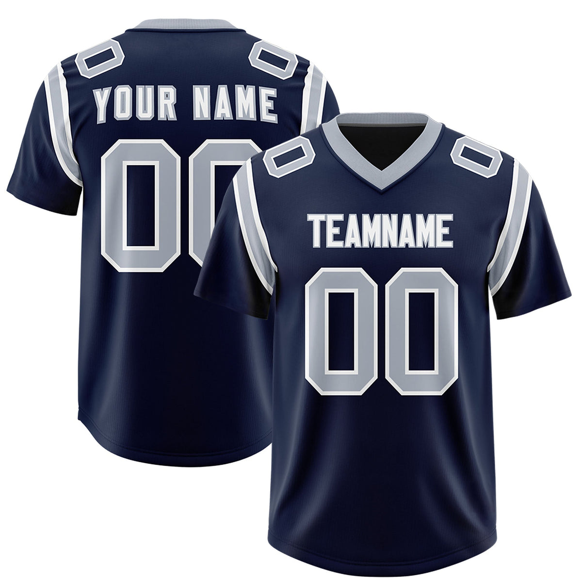Custom Navy Personalized Shoulder Cut Two-Tone Authentic American Football Jersey