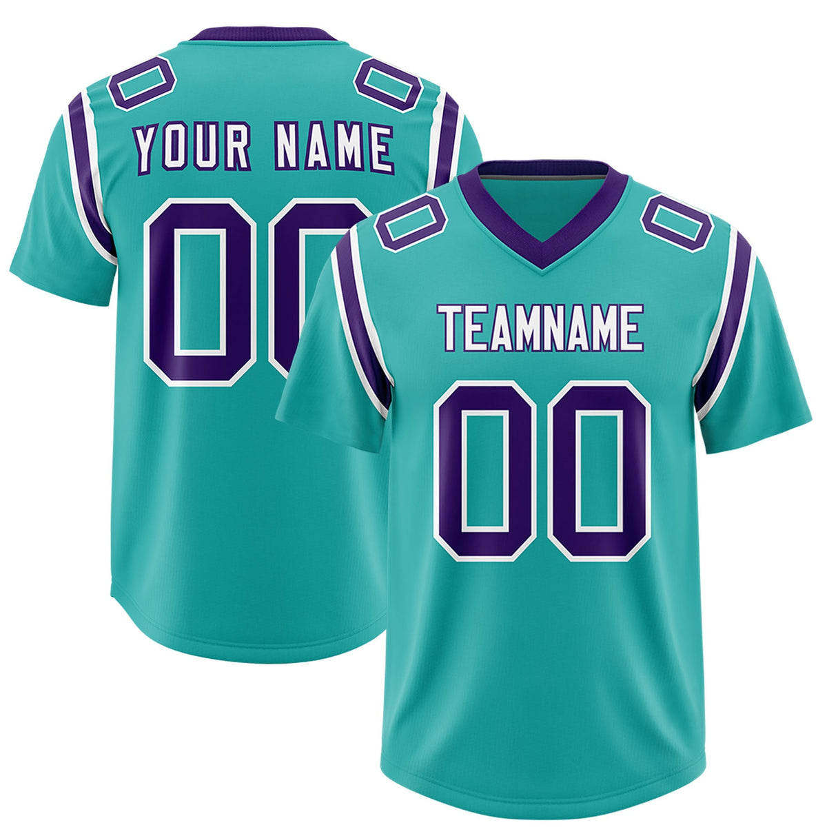 Custom Aqua Personalized Shoulder Cut Two-Tone Authentic American Football Jersey