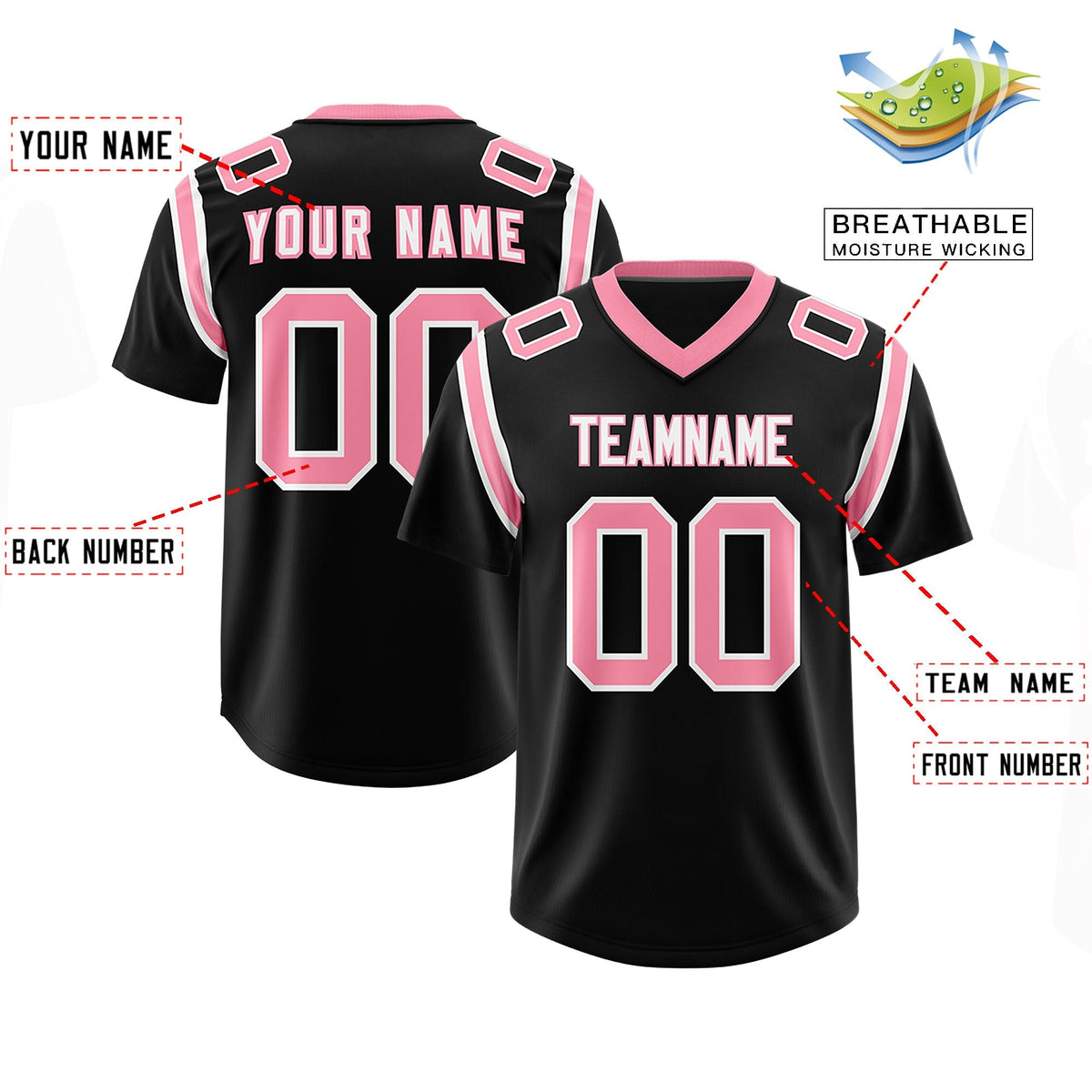 Custom Black Personalized Shoulder Cut Two-Tone Authentic American Football Jersey