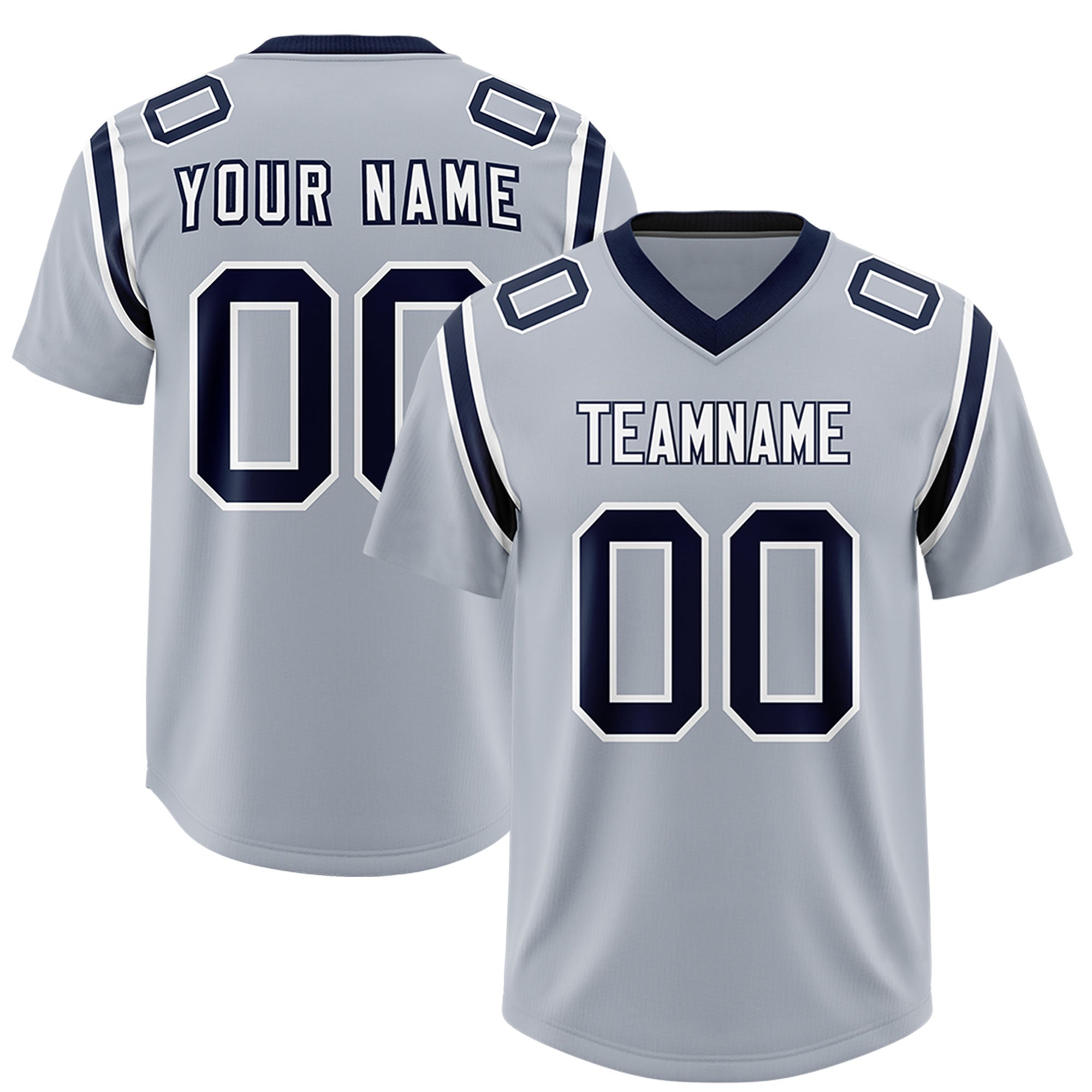 Custom Silver Personalized Shoulder Cut Two-Tone Authentic American Football Jersey