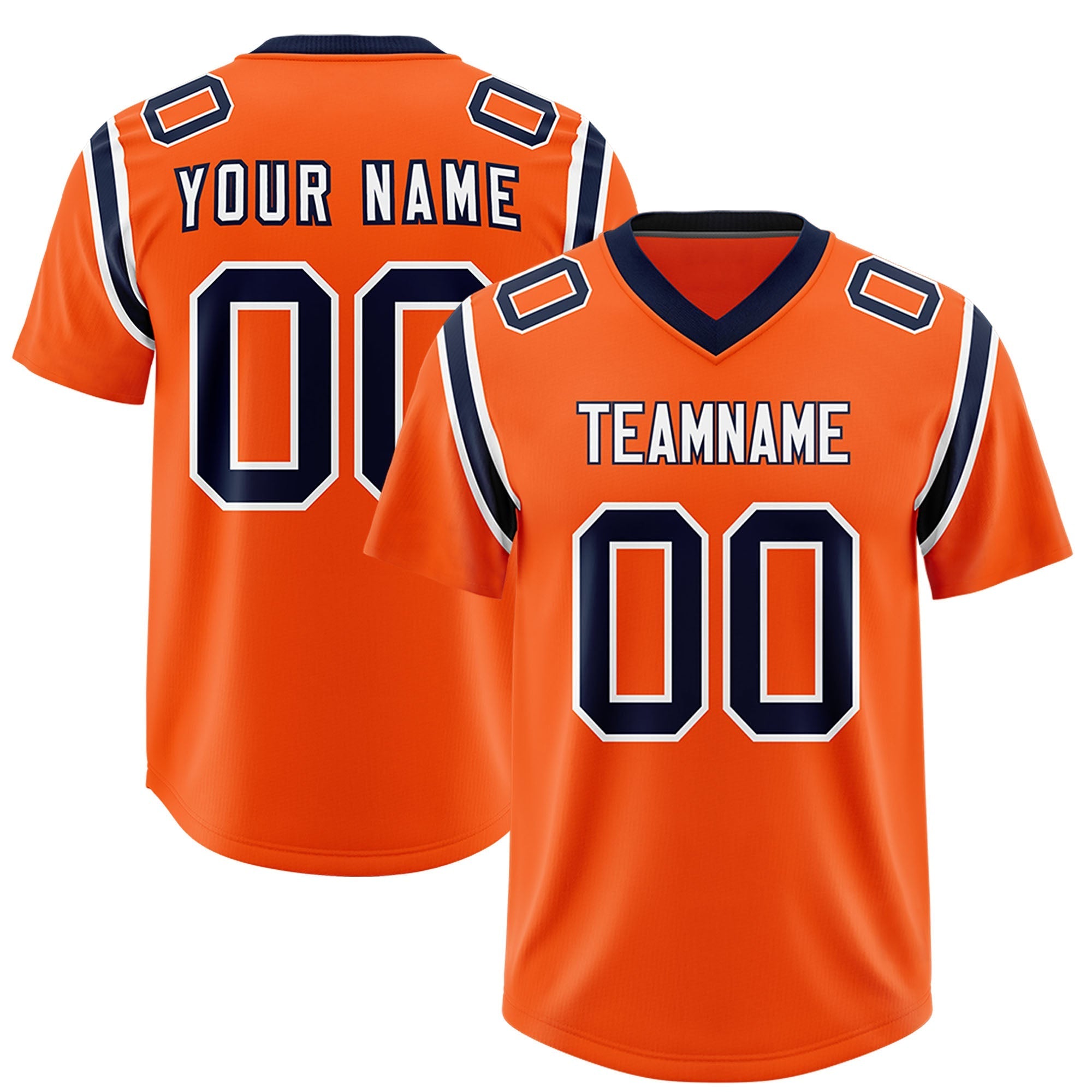 Custom Orange Personalized Shoulder Cut Two-Tone Authentic American Football Jersey