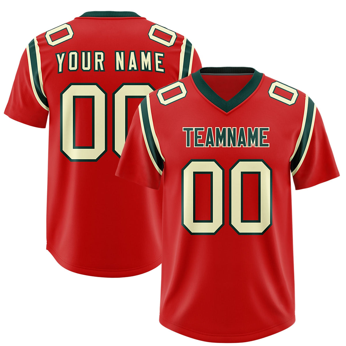 Custom Red Personalized Shoulder Cut Two-Tone Authentic American Football Jersey