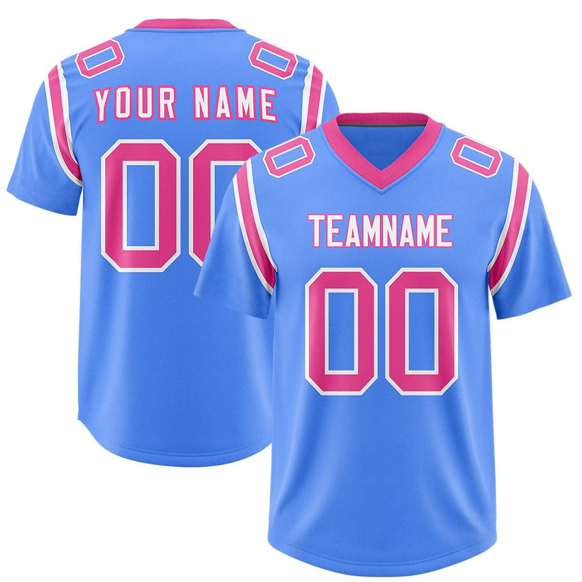 Custom Powder Blue Personalized Shoulder Cut Two-Tone Authentic American Football Jersey