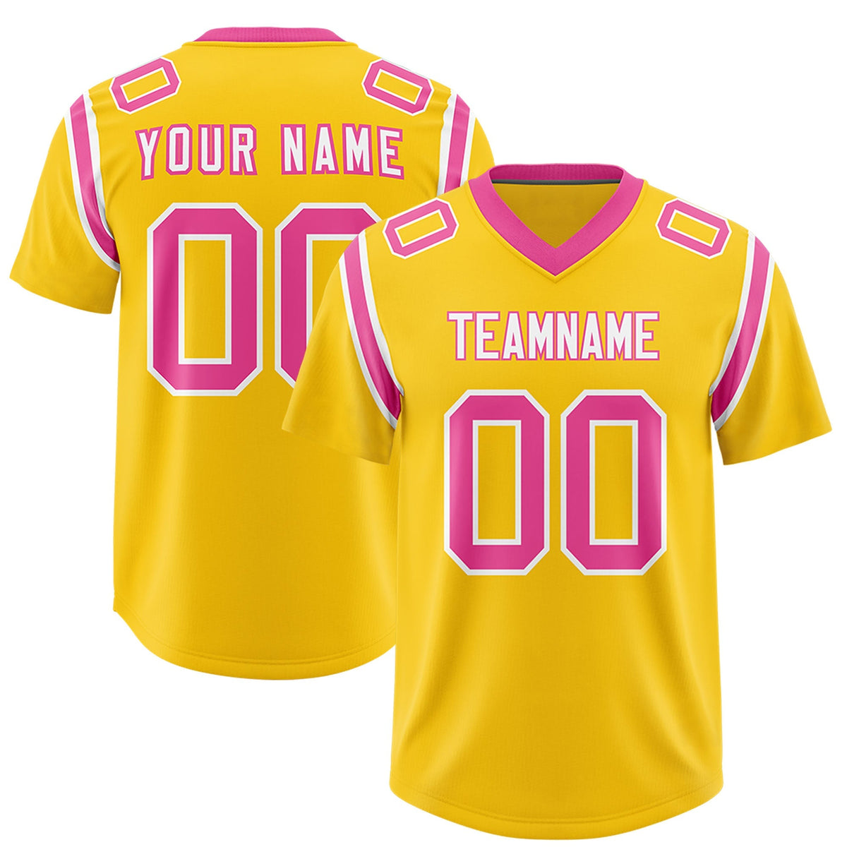 Custom Gold Personalized Shoulder Cut Two-Tone Authentic American Football Jersey