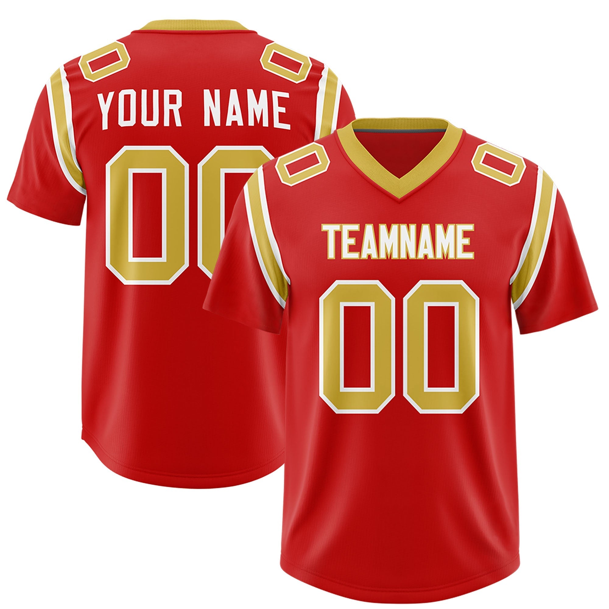 Custom Red Personalized Shoulder Cut Two-Tone Authentic American Football Jersey