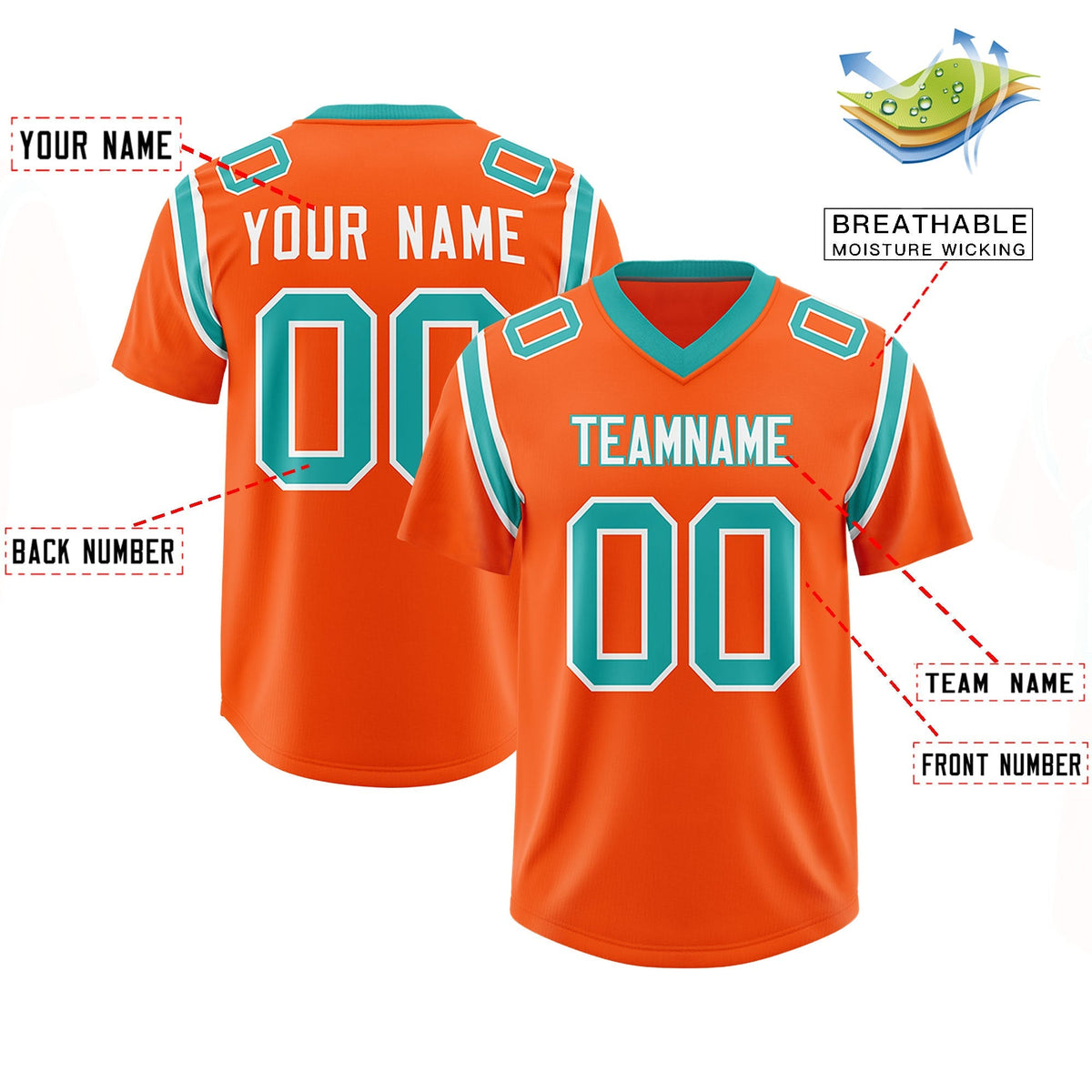 Custom Orange Personalized Shoulder Cut Two-Tone Authentic American Football Jersey