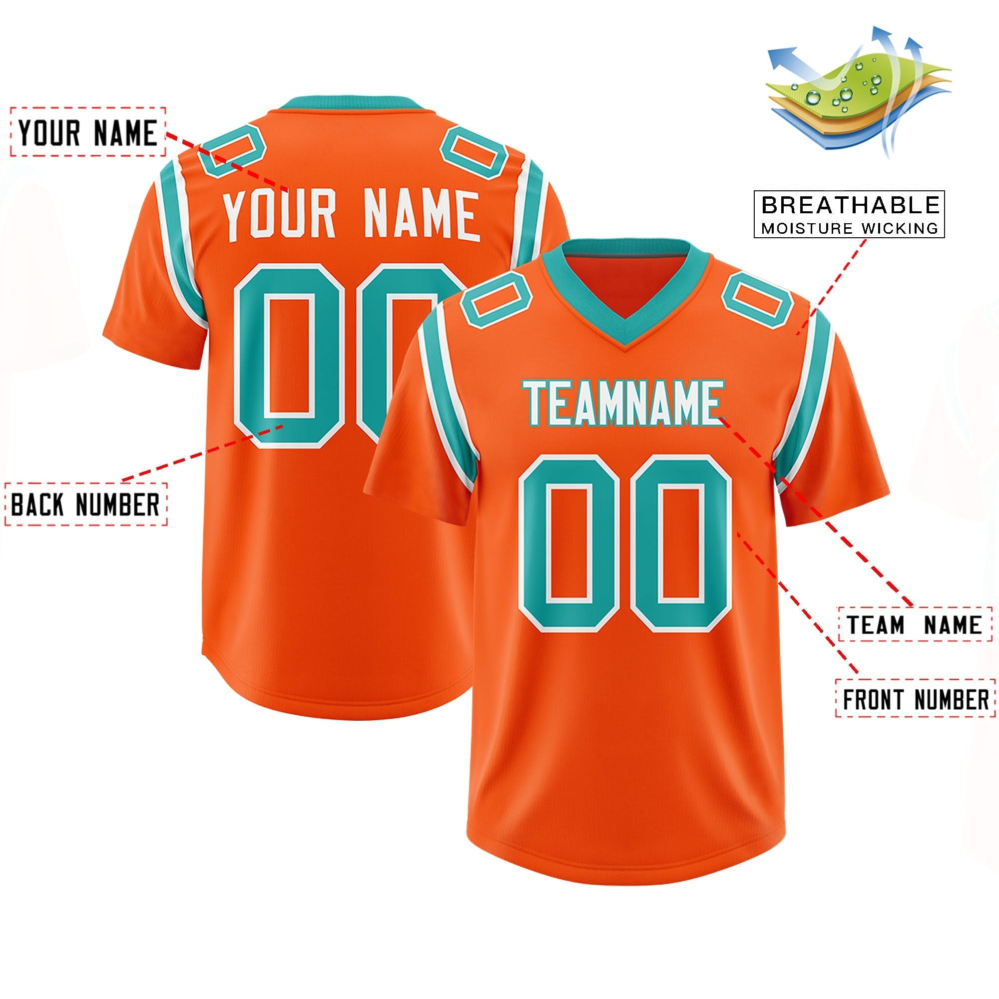Custom Orange Personalized Shoulder Cut Two-Tone Authentic American Football Jersey