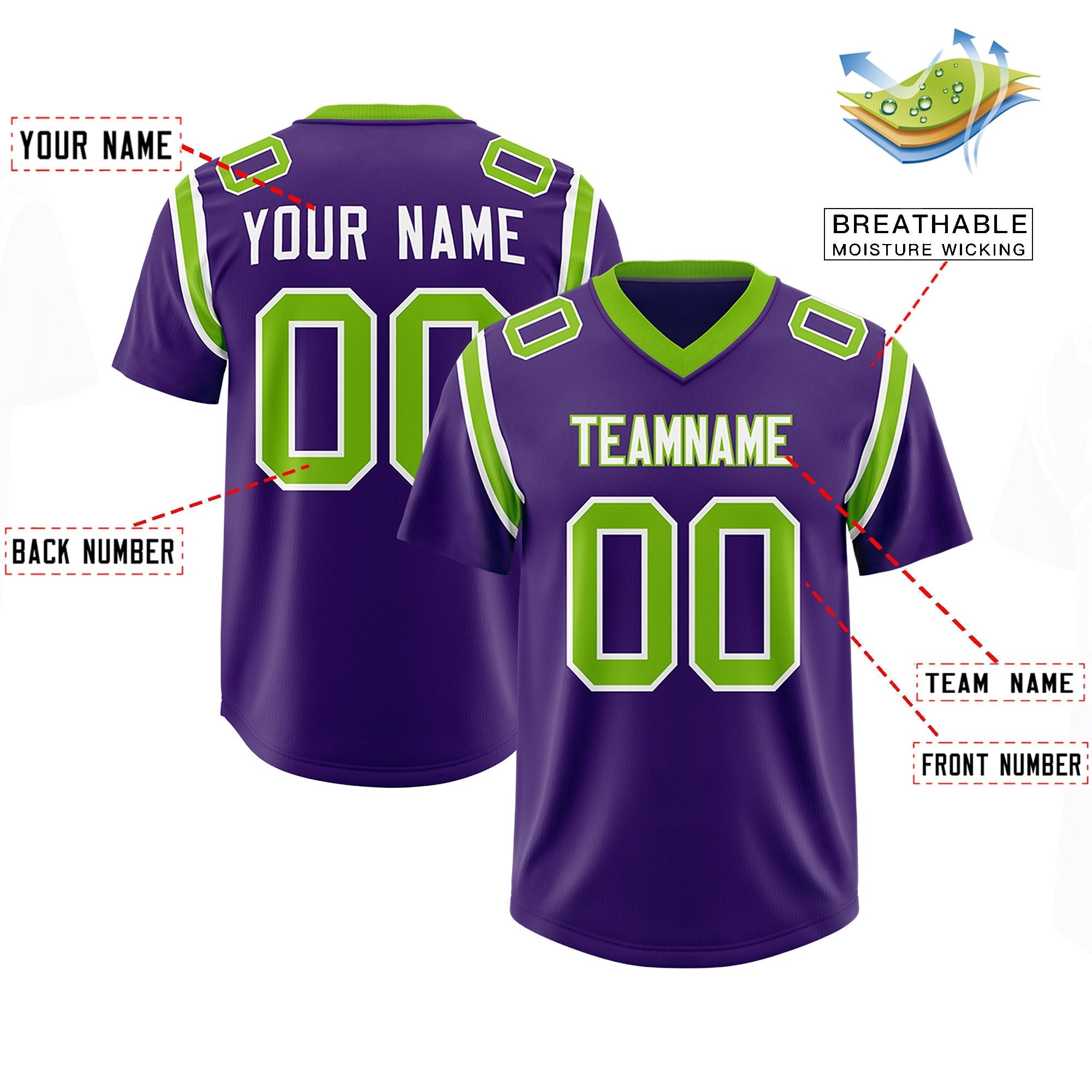 Custom Purple Personalized Shoulder Cut Two-Tone Authentic American Football Jersey