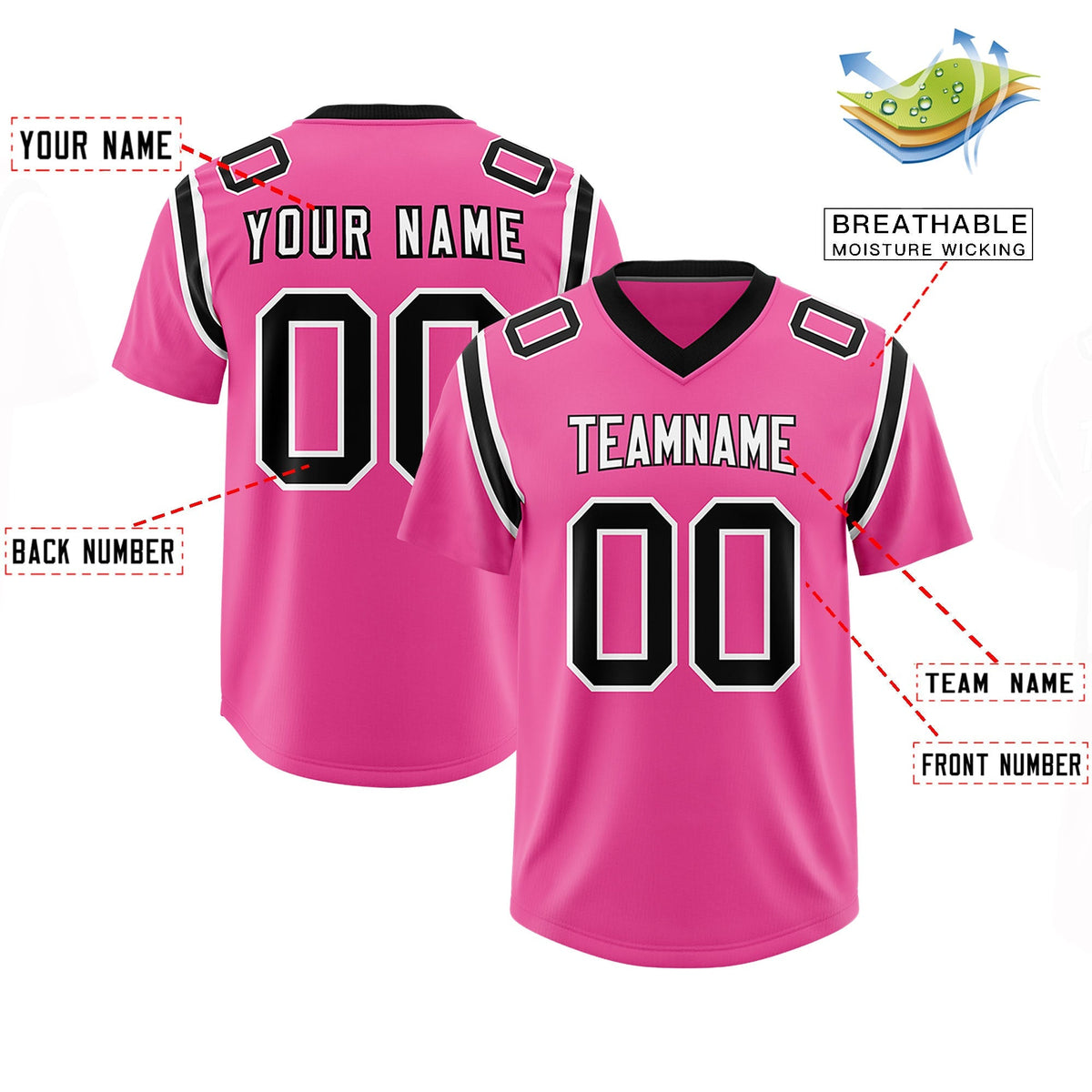 Custom Pink Personalized Shoulder Cut Two-Tone Authentic American Football Jersey