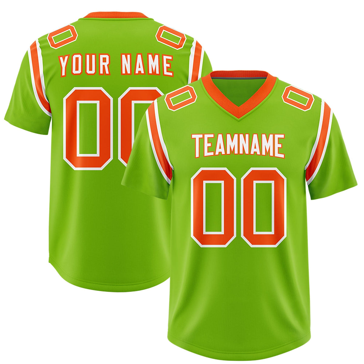 Custom Neon Green Personalized Shoulder Cut Two-Tone Authentic American Football Jersey