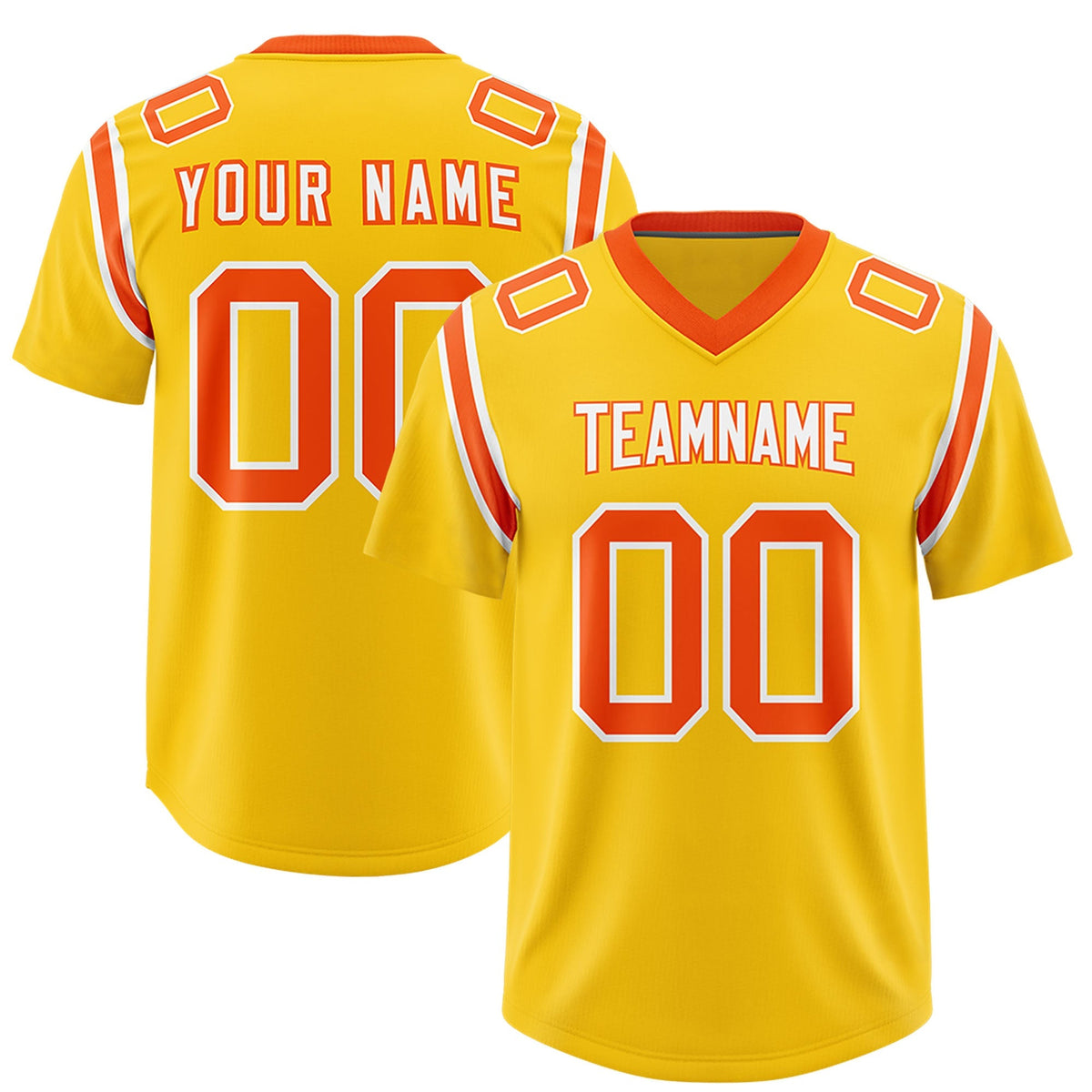 Custom Gold Personalized Shoulder Cut Two-Tone Authentic American Football Jersey