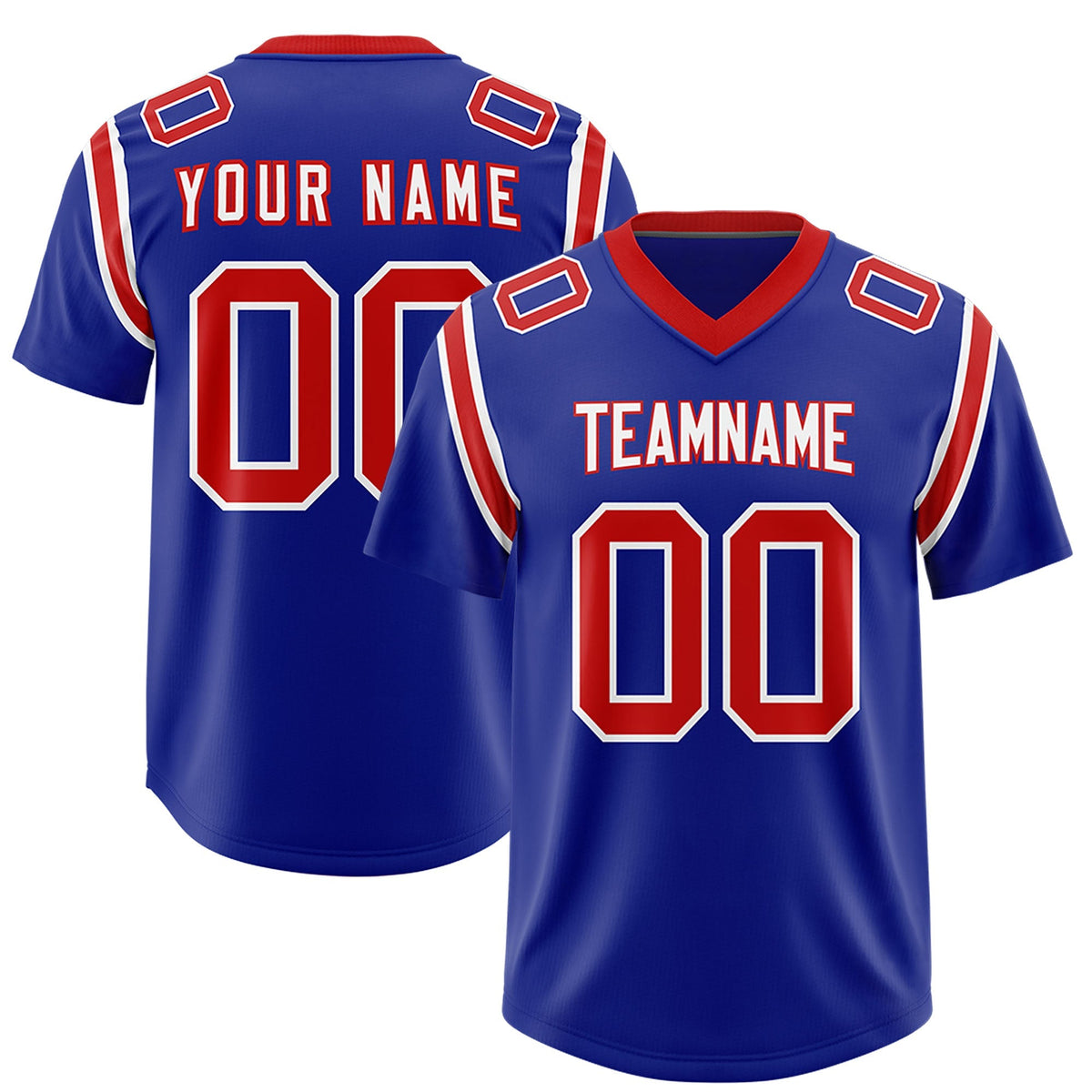 Custom Royal Personalized Shoulder Cut Two-Tone Authentic American Football Jersey