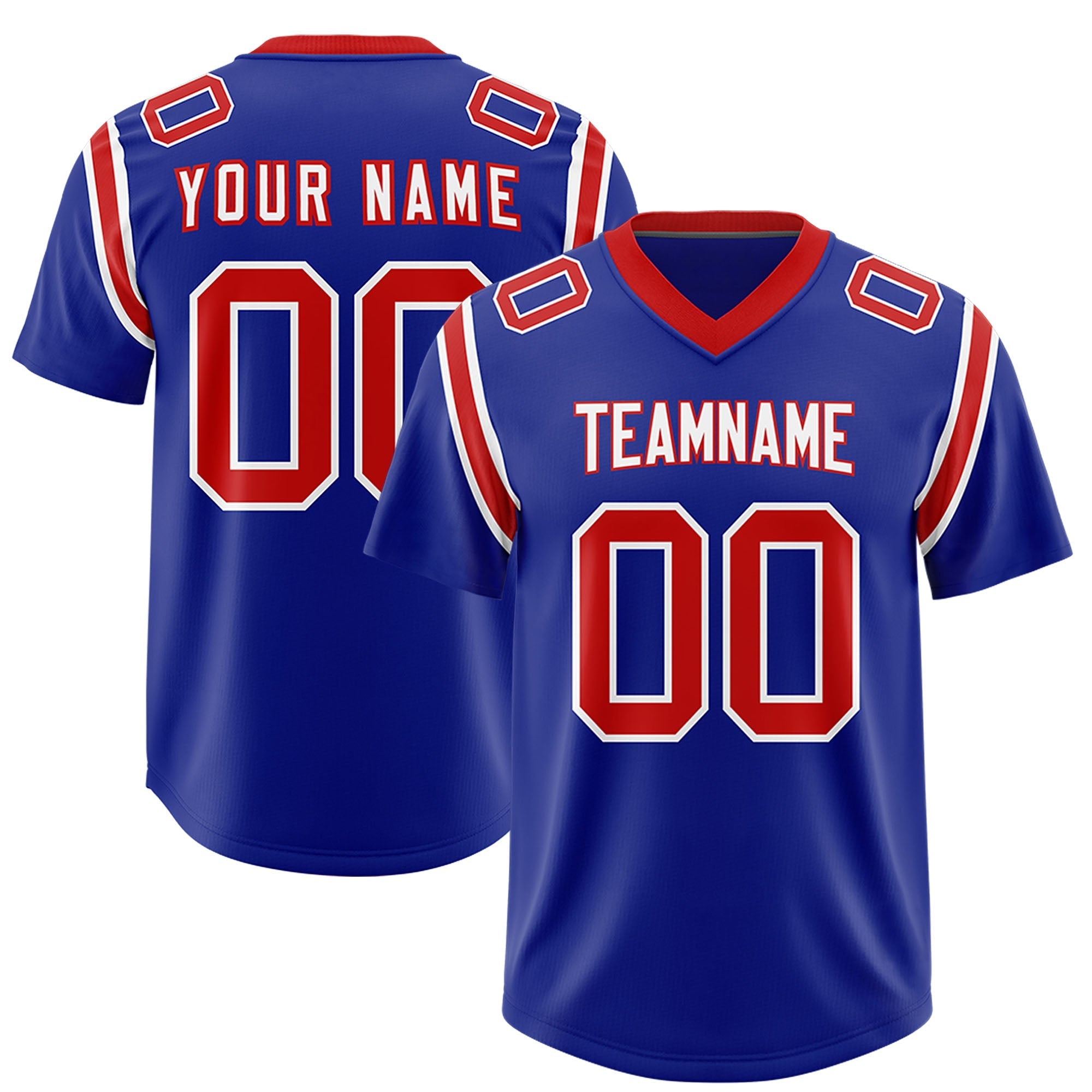 Custom Royal Personalized Shoulder Cut Two-Tone Authentic American Football Jersey