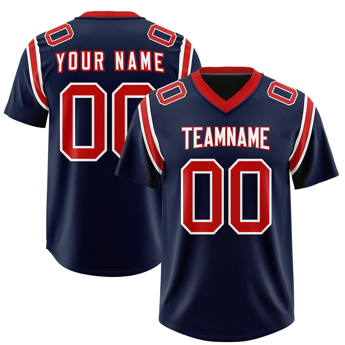 Custom Navy Personalized Shoulder Cut Two-Tone Authentic American Football Jersey